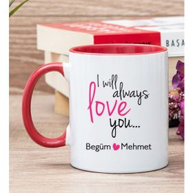 Hediye Dükkanı Kişiye Özel Sevgililere Özel Baskılı Kırmızı Kupa Bardak