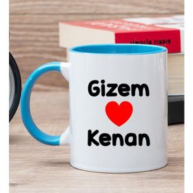 Hediye Dükkanı Kişiye Özel Sevgililere Özel İsim Yazılı Mavi Kupa