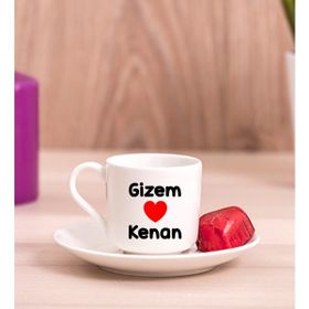 Hediye Dükkanı Kişiye Özel Sevgililere Özel İsim Yazılı Porselen Türk Kahvesi Fincanı
