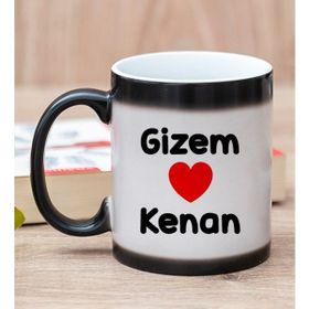 Hediye Dükkanı Kişiye Özel Sevgililere Özel İsim Yazılı Sihirli Kupa Bardak
