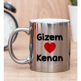 Hediye Dükkanı Kişiye Özel Sevgililere Özel İsim Yazılı Silver Kupa Bardak