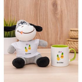 Hediye Dükkanı Kişiye Özel Sevimli Ananaslar Yeşil Kupa Bardak ve Peluş Eşek