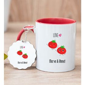 Hediye Dükkanı Kişiye Özel Sevimli Domatesler Kırmızı Kupa Bardak