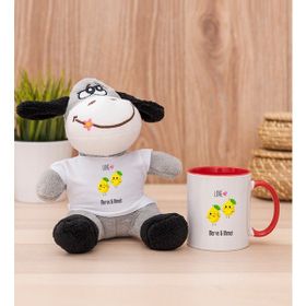 Hediye Dükkanı Kişiye Özel Sevimli Limonlar Kırmızı Kupa Bardak ve Peluş Eşek
