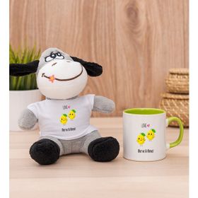 Hediye Dükkanı Kişiye Özel Sevimli Limonlar Yeşil Kupa Bardak ve Peluş Eşek