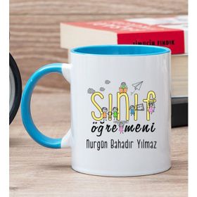 Hediye Dükkanı Kişiye Özel Sınıf Öğretmeni Mavi Kupa