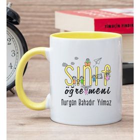 Hediye Dükkanı Kişiye Özel Sınıf Öğretmeni Sarı Kupa