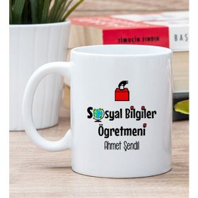 Hediye Dükkanı Kişiye Özel Sosyal Bilgiler Öğretmeni Beyaz Kupa Bardak