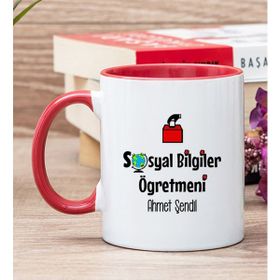 Hediye Dükkanı Kişiye Özel Sosyal Bilgiler Öğretmeni Kırmızı Kupa