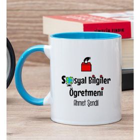 Hediye Dükkanı Kişiye Özel Sosyal Bilgiler Öğretmeni Mavi Kupa