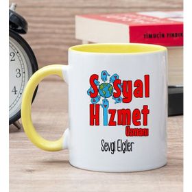 Hediye Dükkanı Kişiye Özel Sosyal Hizmet Uzmanı Sarı Kupa Bardak