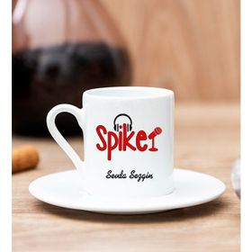 Hediye Dükkanı Kişiye Özel Spiker Beyaz Türk Kahvesi Fincanı