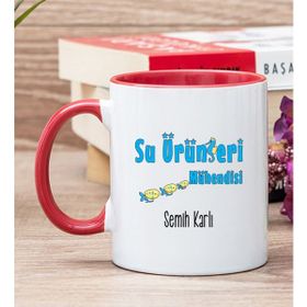 Hediye Dükkanı Kişiye Özel Su Ürünleri Mühendisi Kırmızı Kupa