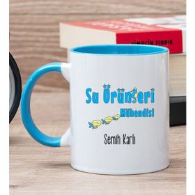 Hediye Dükkanı Kişiye Özel Su Ürünleri Mühendisi Mavi Kupa