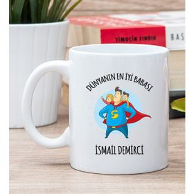 Hediye Dükkanı Kişiye Özel Süper Baba Beyaz Kupa Bardak