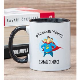 Hediye Dükkanı Kişiye Özel Süper Baba Siyah Kupa Bardak