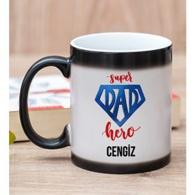 Hediye Dükkanı Kişiye Özel Super Dad Babaya Hediye Sihirli Kupa Bardak