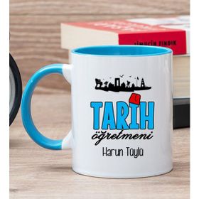 Hediye Dükkanı Kişiye Özel Tarih Öğretmeni Mavi Kupa