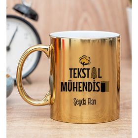 Hediye Dükkanı Kişiye Özel Tekstil Mühendisi Gold Kupa Bardak