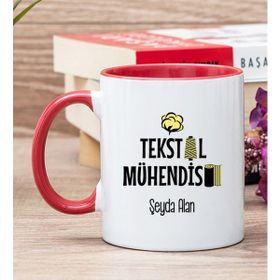 Hediye Dükkanı Kişiye Özel Tekstil Mühendisi Kırmızı Kupa