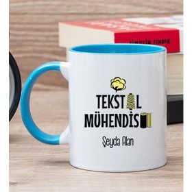 Hediye Dükkanı Kişiye Özel Tekstil Mühendisi Mavi Kupa