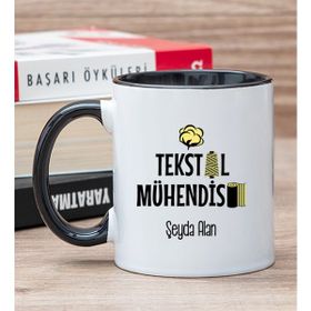 Hediye Dükkanı Kişiye Özel Tekstil Mühendisi Siyah Kupa Bardak