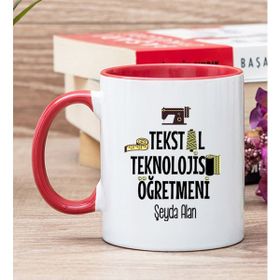 Hediye Dükkanı Kişiye Özel Tekstil Teknolojisi Öğretmeni Kırmızı Kupa