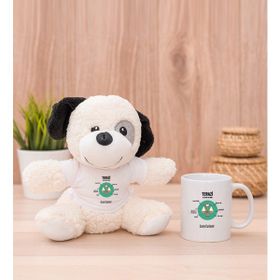 Hediye Dükkanı Kişiye Özel Terazi Burcuna Hediye Beyaz Kupa Bardak ve Peluş Köpek