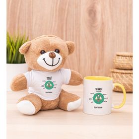 Hediye Dükkanı Kişiye Özel Terazi Burcuna Hediye Sarı Kupa Bardak ve Peluş Ayıcık