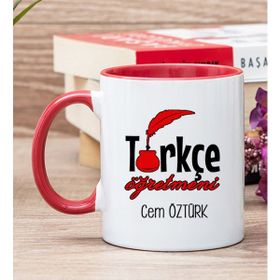 Hediye Dükkanı Kişiye Özel Türkçe Öğretmeni Kırmızı Kupa