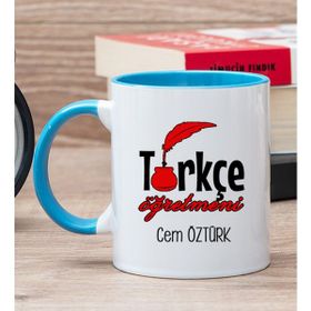 Hediye Dükkanı Kişiye Özel Türkçe Öğretmeni Mavi Kupa