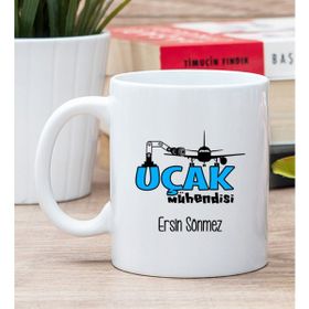 Hediye Dükkanı Kişiye Özel Uçak Mühendisi Beyaz Kupa Bardak