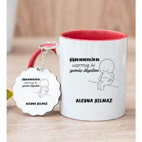 Hediye Dükkanı Kişiye Özel Varmış Ki Yemiş Diyelim Esprili Kırmızı Kupa Bardak