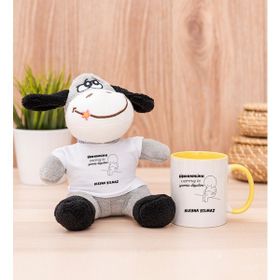 Hediye Dükkanı Kişiye Özel Varmış Ki Yemiş Diyelim Esprili Sarı Kupa Bardak ve Peluş Eşek
