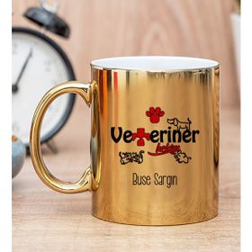 Hediye Dükkanı Kişiye Özel Veteriner Hekim Gold Kupa Bardak