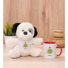 Hediye Dükkanı Kişiye Özel Yay Burcuna Hediye Beyaz Kupa Bardak ve Peluş Köpek