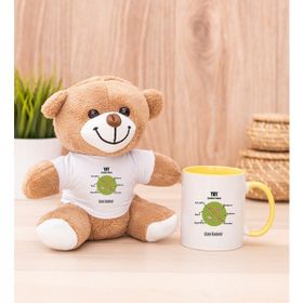 Hediye Dükkanı Kişiye Özel Yay Burcuna Hediye Sarı Kupa Bardak ve Peluş Ayıcık