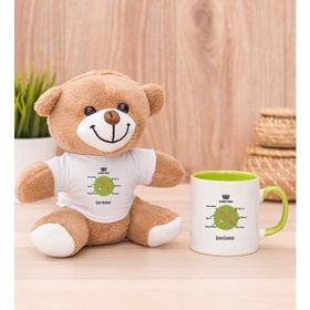 Hediye Dükkanı Kişiye Özel Yay Burcuna Hediye Yeşil Kupa Bardak ve Peluş Ayıcık
