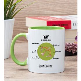 Hediye Dükkanı Kişiye Özel Yay Burcuna Hediye Yeşil Kupa Bardak