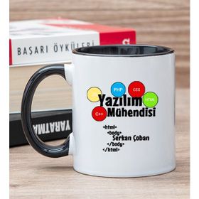 Hediye Dükkanı Kişiye Özel Yazılım Mühendisi Siyah Kupa Bardak