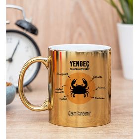 Hediye Dükkanı Kişiye Özel Yengeç Burcuna Gold Kupa Bardak