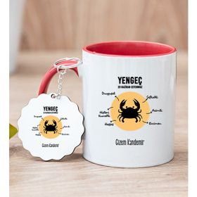Hediye Dükkanı Kişiye Özel Yengeç Burcuna Hediye Kırmızı Kupa Bardak