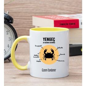 Hediye Dükkanı Kişiye Özel Yengeç Burcuna Hediye Sarı Kupa Bardak