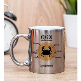 Hediye Dükkanı Kişiye Özel Yengeç Burcuna Hediye Silver Kupa Bardak