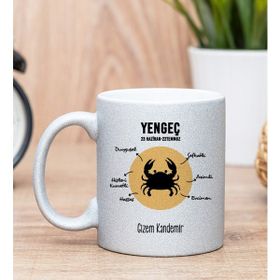 Hediye Dükkanı Kişiye Özel Yengeç Burcuna Hediye Silver Kupa Bardak