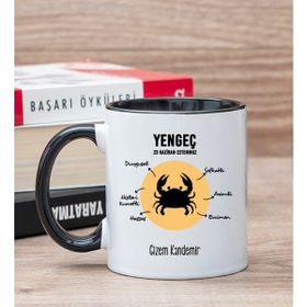 Hediye Dükkanı Kişiye Özel Yengeç Burcuna Hediye Siyah Kupa Bardak