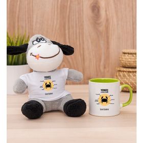 Hediye Dükkanı Kişiye Özel Yengeç Burcuna Hediye Yeşil Kupa Bardak ve Peluş Eşek