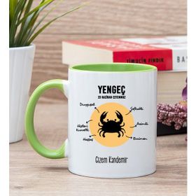 Hediye Dükkanı Kişiye Özel Yengeç Burcuna Hediye Yeşil Kupa Bardak