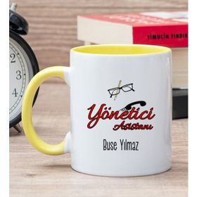 Hediye Dükkanı Kişiye Özel Yönetici Asistanı Sarı Kupa Bardak