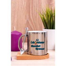 Hediye Dükkanı Laboratuvar Hizmetleri Ahşap Altlıklı Kaşıklı Silver Kupa Bardak